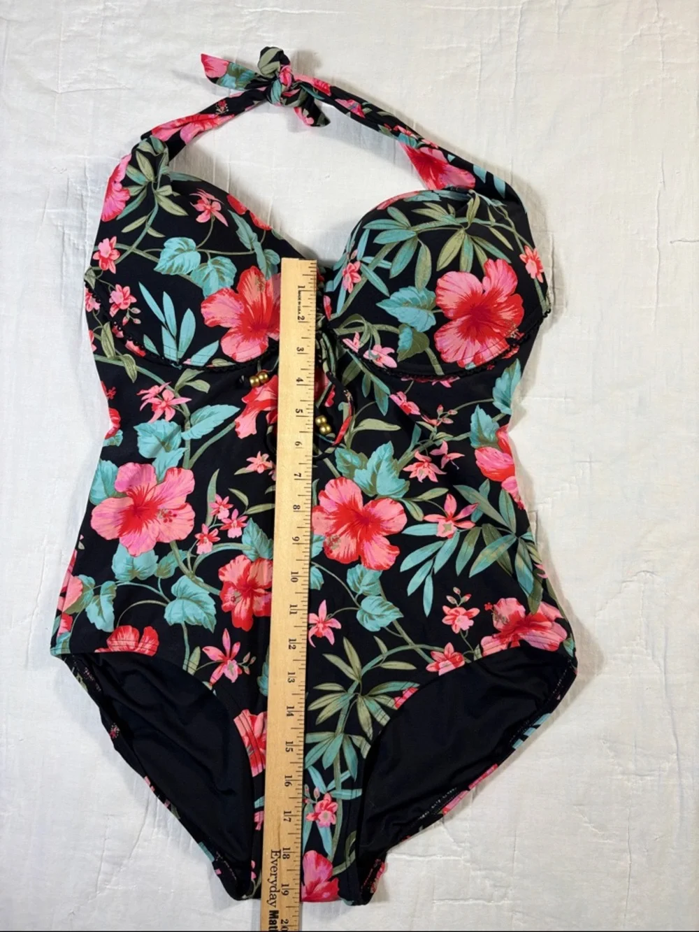 Coco Reef Spiced Tropical Floral Halter Top Tie-Back Underwire Bra 36DD/38DD - Picture 5 of 12